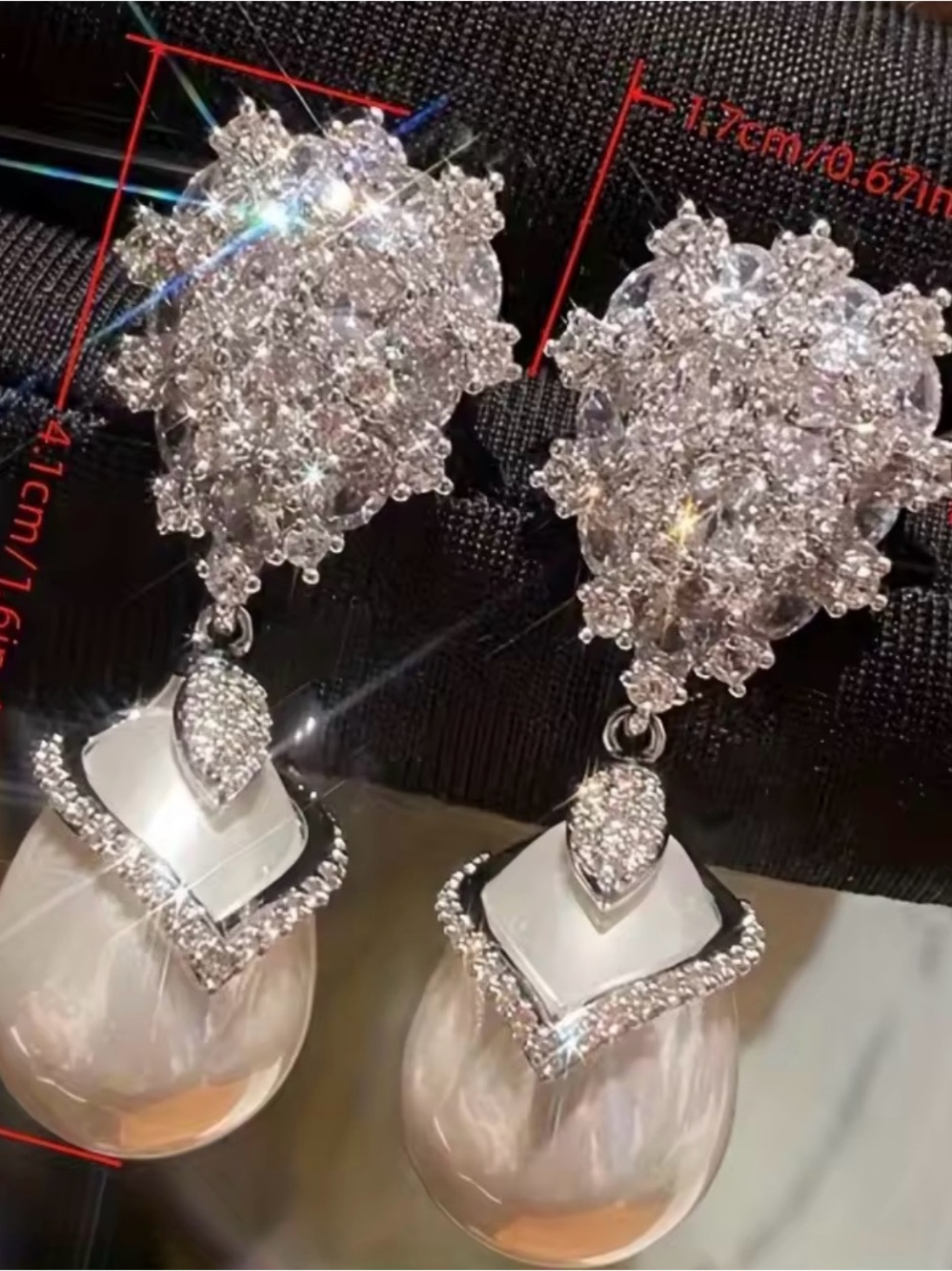 Elegant Silver Crystal & Pearl Drop Earrings by